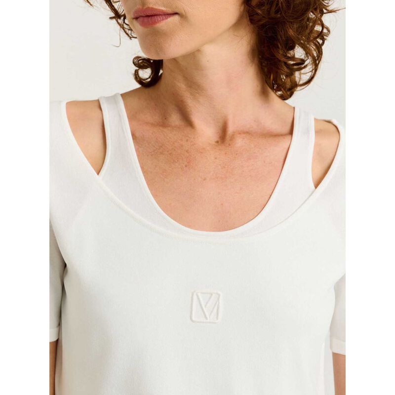 Veronika Maine Embroidered Monogram Knit Tee image number 2